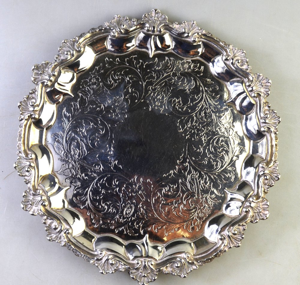 An early Victorian silver visiting card salver in the Georgian manner, - Image 2 of 4