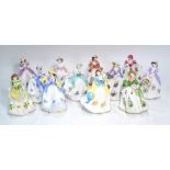 Royal Worcester - a complete 'Sweet Posy' collection of twelve figurines and eleven certificates