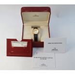 A gentleman's 18ct gold Omega De Ville wristwatch, the gilt dial with date aperture,