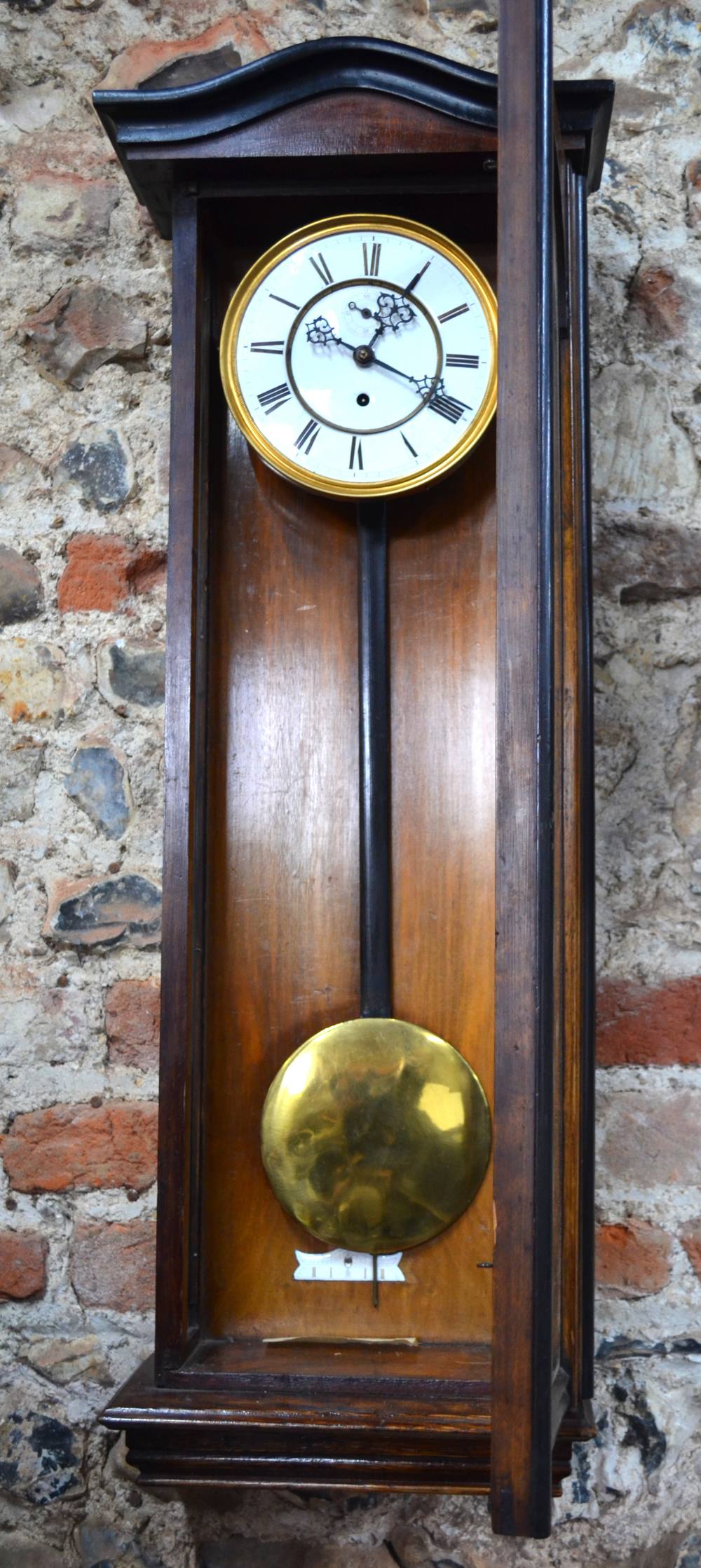 A late 19th century regulator style walnut cased wall clock with Gustav Beker movement, - Image 5 of 5
