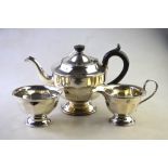 A silver three-piece tea service, Viners, Sheffield 1937,