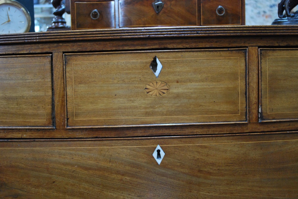 A Victorian mahogany bowfront chest of three short over three long graduated drawers, - Image 3 of 4