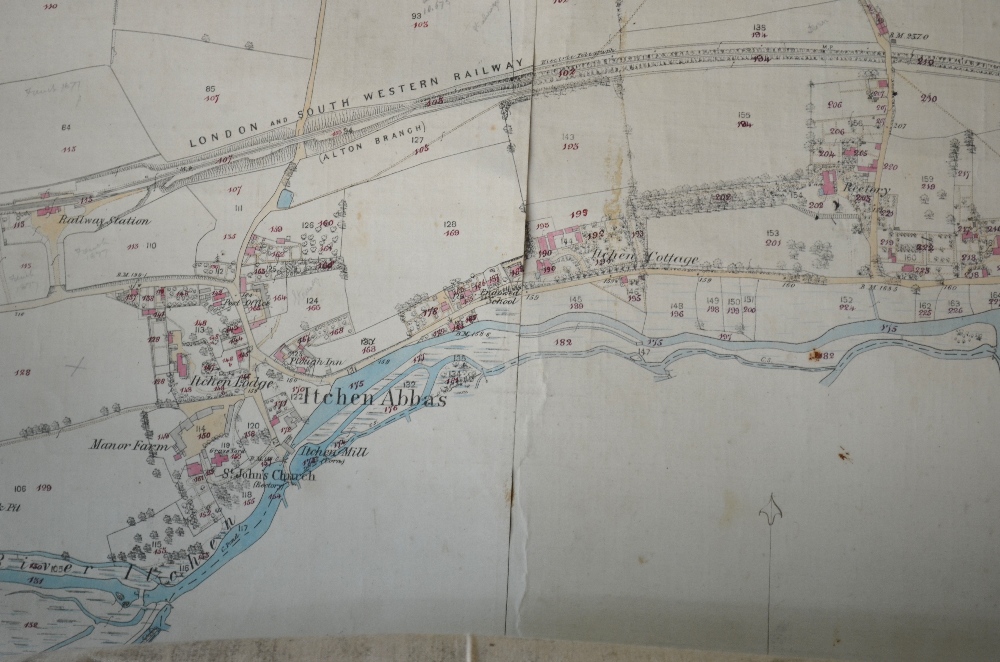 A large linen-back local Estate map of land to the north of Itchen Abbas (now part of the Grange - Image 2 of 5