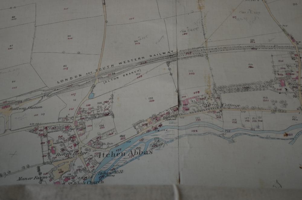 A large linen-back local Estate map of land to the north of Itchen Abbas (now part of the Grange - Image 3 of 5