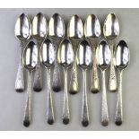 A set of six George III silver bright-cut teaspoons, Richard Ferris (probably), Exeter circa 1790,