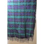 A Victorian silk Gordon tartan fringed shawl, 178 x 166 cm,