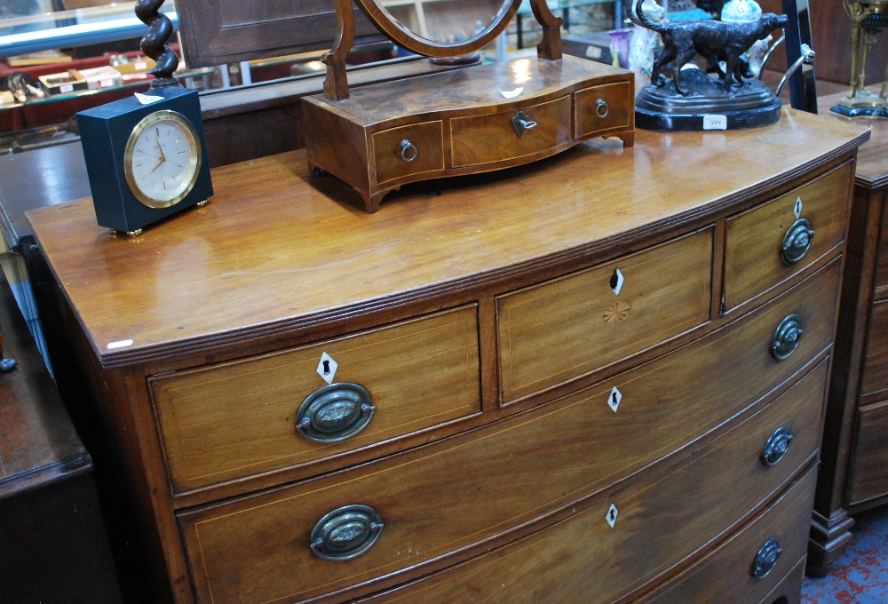 A Victorian mahogany bowfront chest of three short over three long graduated drawers, - Image 4 of 4