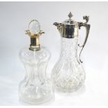 A 'glug-glug' decanter with silver collar, Sheffield 1938,