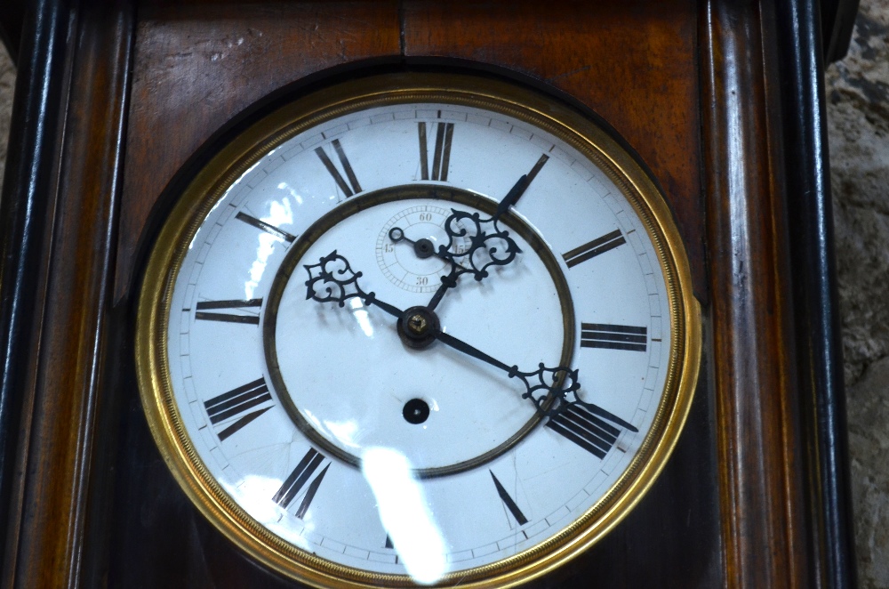 A late 19th century regulator style walnut cased wall clock with Gustav Beker movement, - Image 3 of 5