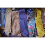 Two boxes of vintage, mostly silk,