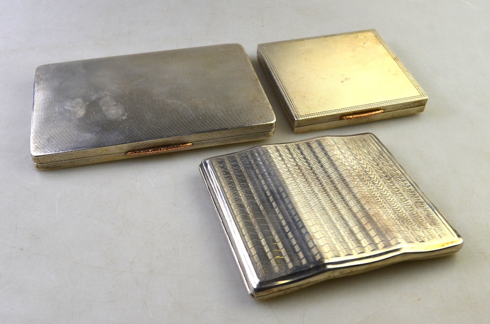 An engine-turned silver cigarette case of serpentine form, Birmingham 1931, - Image 2 of 8