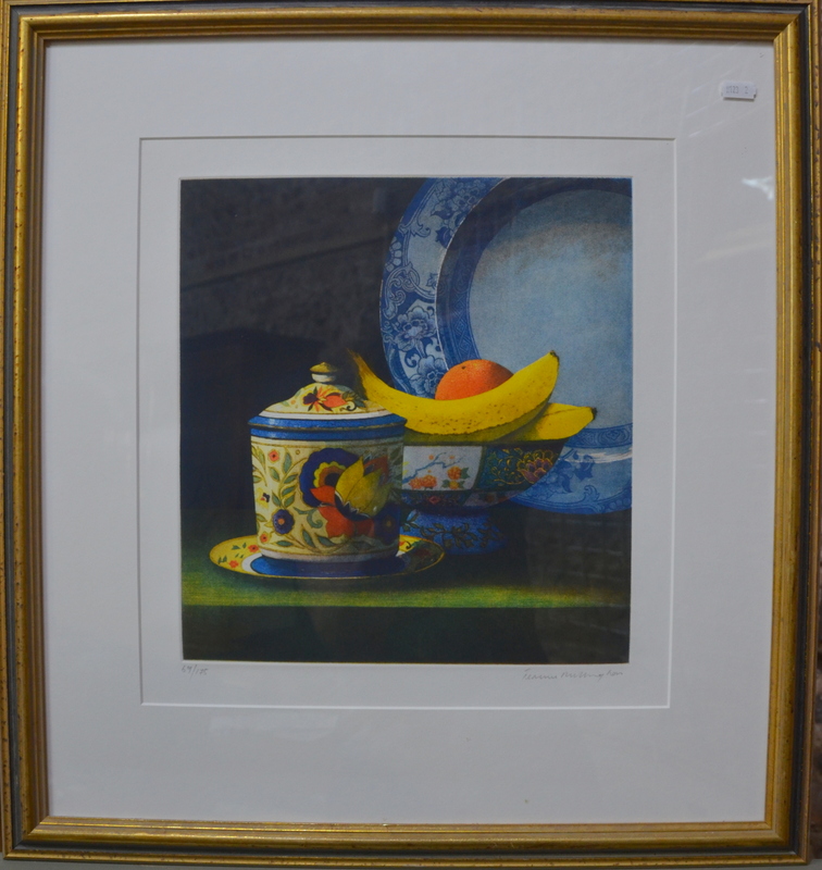 Terence Millington (b 1943) - Still life study with fruit and ceramics, - Image 2 of 3