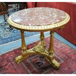 A 19th century carved giltwood and composite centre table,