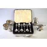 A cased set of six silver coffee spoons, Sheffield 1940,