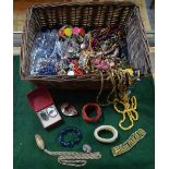 A large quantity of vintage costume and fashion jewellery including earrings, bracelets, necklaces,