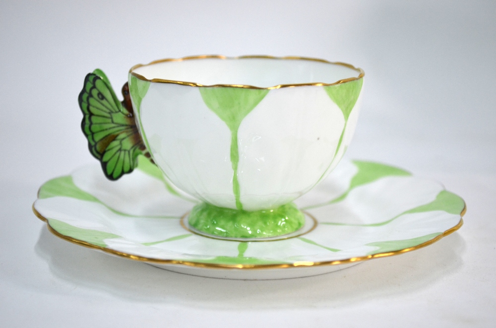 AMENDED CONDITION REPORT An Art Deco Aynsley tea service, green colourway, - Image 2 of 4