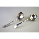 Two George II silver Hanoverian toddy ladles,