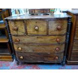 A Regency mahogany chest of three deep 'hat' drawers over three long graduated drawers,