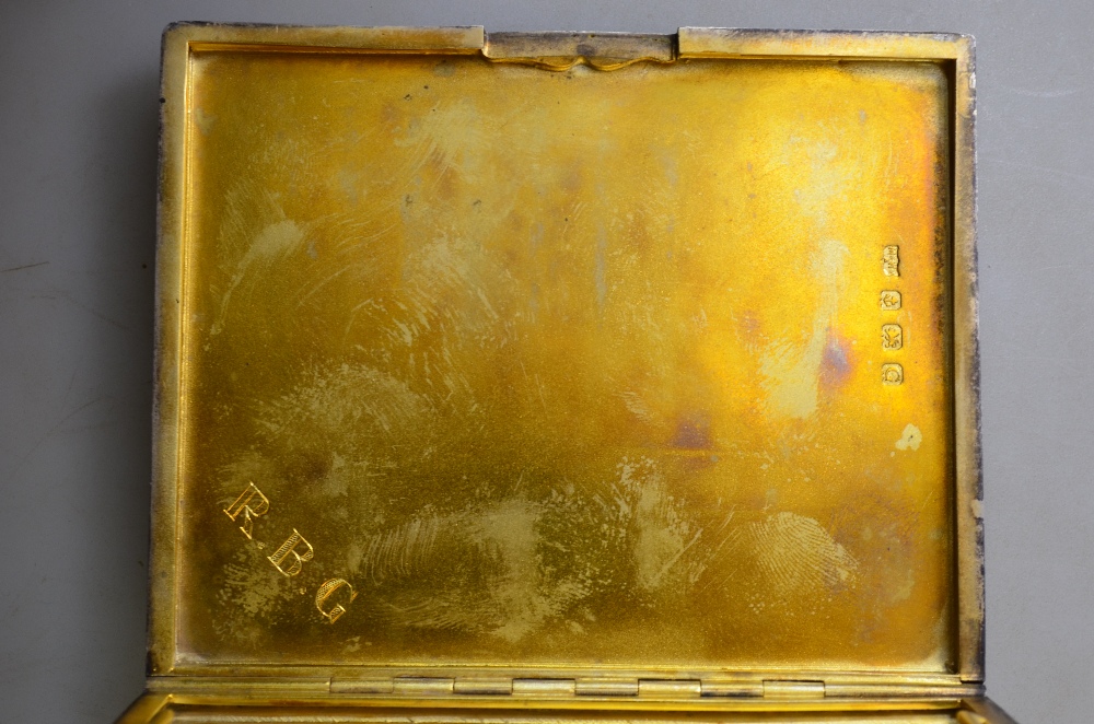 An engine-turned silver cigarette case, - Image 3 of 4