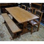 A Yorkshire golden oak cottage dining table by Kingpost,