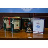 Six Bells Old Scotch Whisky Wade Christmas decanters, un-opened with contents, 1989-1991, 1993,