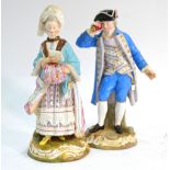 Two Meissen 19th century figures - 'The Race Goer' and 'The Race Goer's Companion' after the