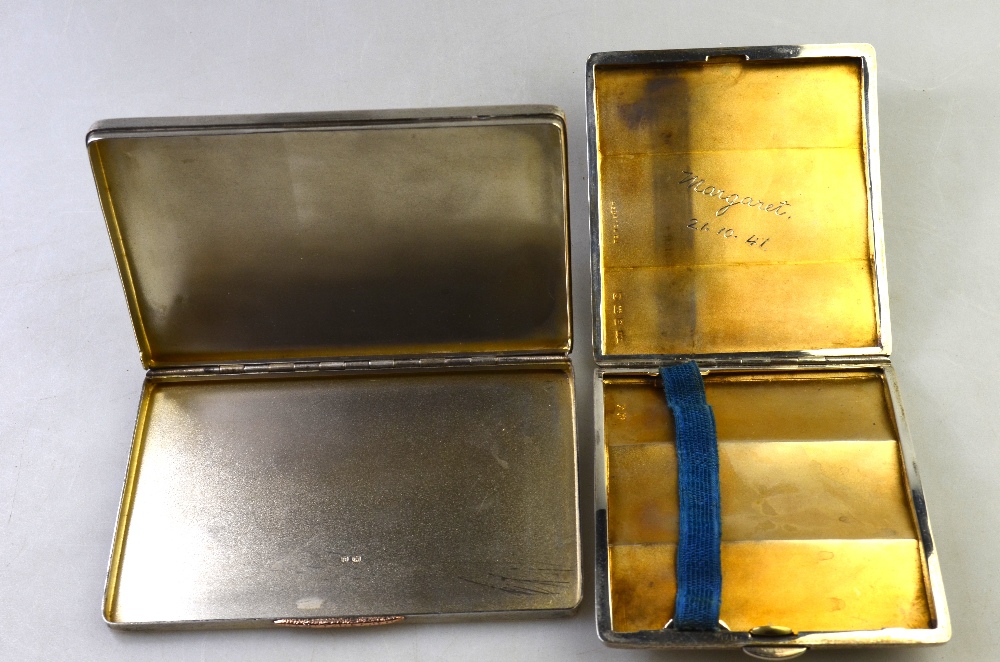 An engine-turned silver cigarette case of serpentine form, Birmingham 1931, - Image 6 of 8