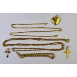 Various items of yellow metal jewellery including rope style bracelet stamped 14,