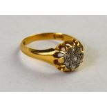 A diamond set eight cut diamond cluster ring, yellow and white metal stamped 18ct,