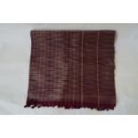 A collection of ethnic, Asian and other textiles to include Thai maroon silk tasseled wrap/skirt,