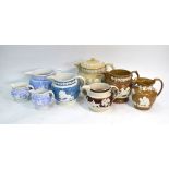 Eight Ridgway, Spode or other English jugs,