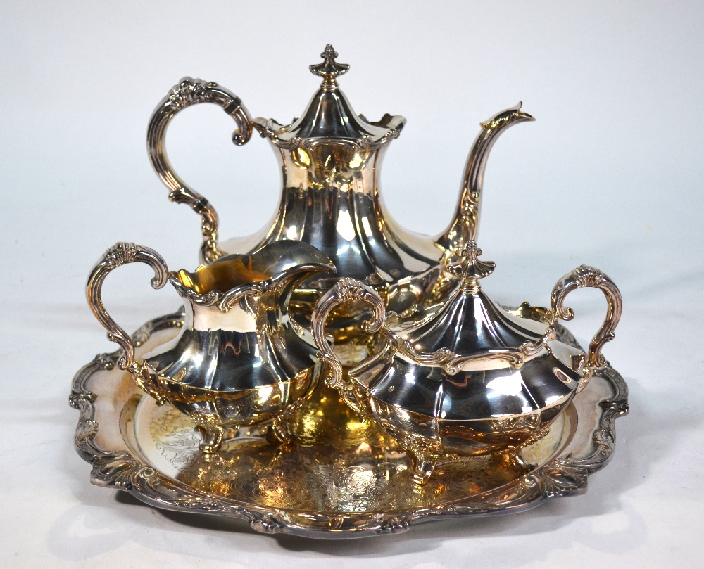 A US plate 'Victoria' pattern three piece tea service by Reed & Barton, - Image 5 of 10
