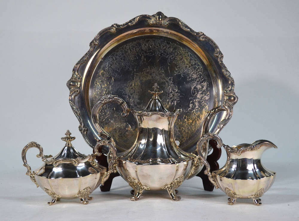 A US plate 'Victoria' pattern three piece tea service by Reed & Barton, - Image 2 of 10