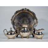 A US plate 'Victoria' pattern three piece tea service by Reed & Barton,