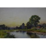 F Robson - Pastoral views at dusk and dawn, a pair of watercolours, signed lower right,