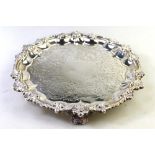 An early Victorian silver visiting card salver in the Georgian manner,