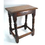 An 18th century oak joint stool,