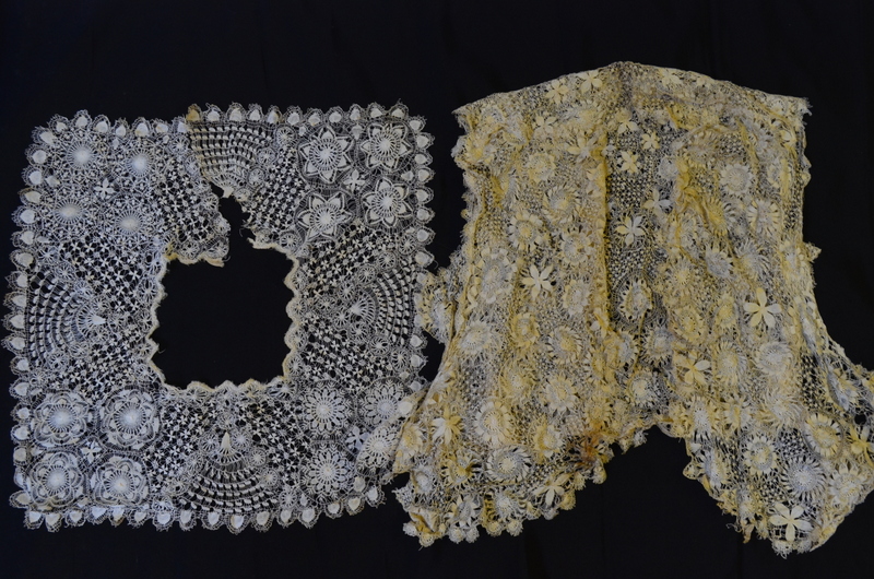 A collection of 19th century and other lace to include collars, bodice panels, lace tabards,