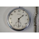 Railway interest - a stainless steel pocket watch by Montine of Switzerland,