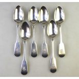 Aberdeen Assay: a set of six Victorian fiddle pattern teaspoons, George Sangster,