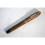 A Parker Vacumatic fountain pen with Golden Web brickwork pattern and 14k nib