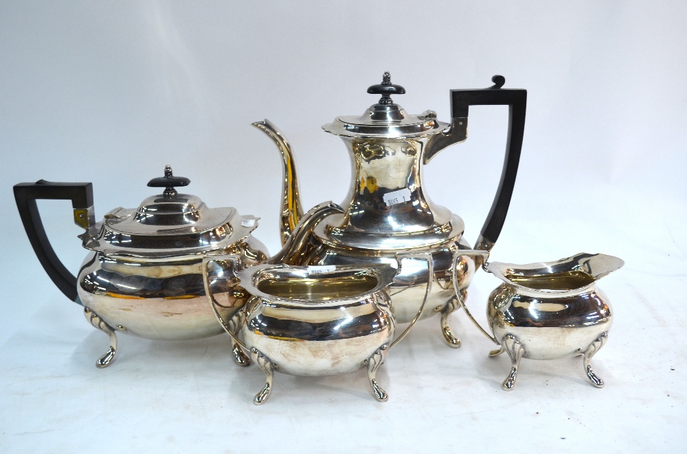 A Walker & Hall epns five-piece tea/coffee service on tray, and electroplated trefoil nut dish, - Image 3 of 4