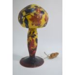 A Muller Freres Cameo Glass lamp on conical,