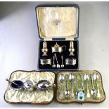 A cased five-piece condiment set, Northern Goldsmith Co.