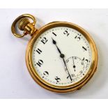 A gilt metal Dennison 'Moon' open faced pocket watch,