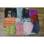A collection of mostly silk vintage ladies scarves,