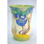 Clarice Cliff Bizzare vase, painted in the Rhodanthe pattern, 'Viscaria' colourway, shape 631, 17.