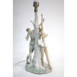 Lladro table lamp modelled with Pierrot and a ballerina,