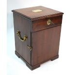 A George III mahogany travelling apothecary box, with brass carrying handles,