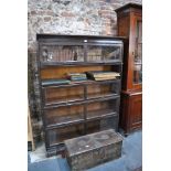 A Globe Wernicke style five section library bookcase, on a plinth base, circa 1920s,